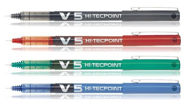 עט דיו נוזלי V5-Hi-tecpoint צבע תכלת