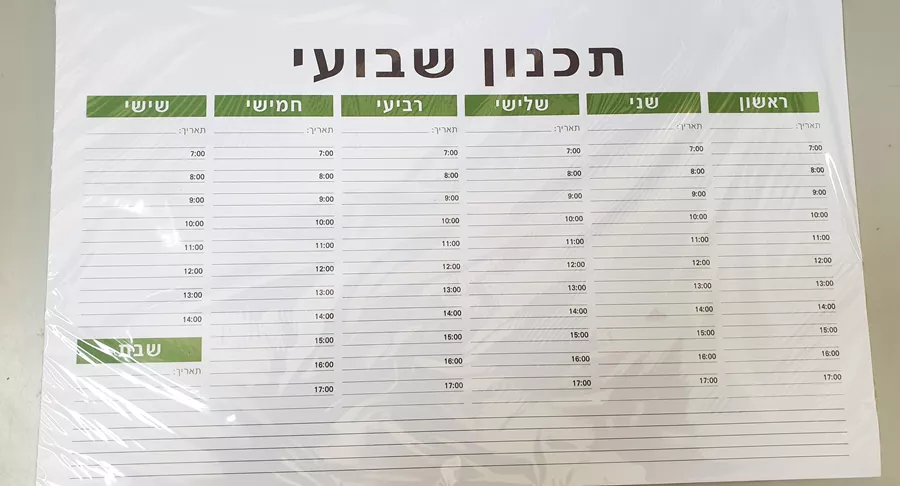 יומן תכנון שבועי לשולחן (56  דפים)