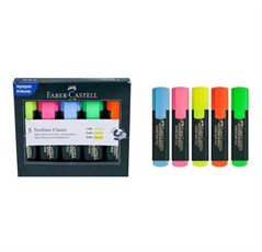 סט 5 טושים להדגשה צבעוניים Faber Castell בצלאל ציוד משרדי
