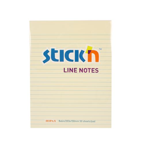 פתקיות ממו 203x150 שורות, צהובות Hopax stick'n