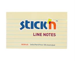 פתקיות ממו צהובות 76x127 שורות Hopax Stick'n בצלאל ציוד משרדי