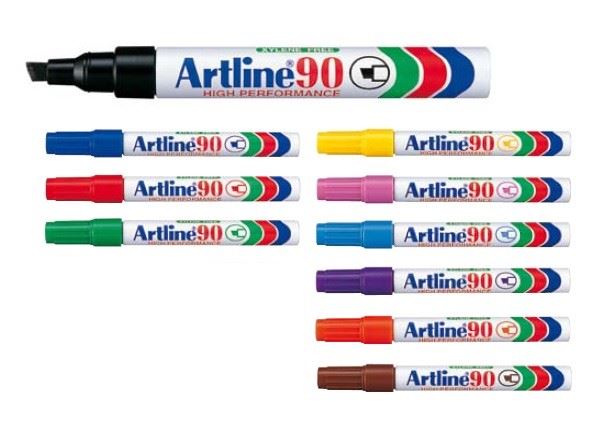 טוש פרמננטי ראש שטוח Artline 90, צבע צהוב