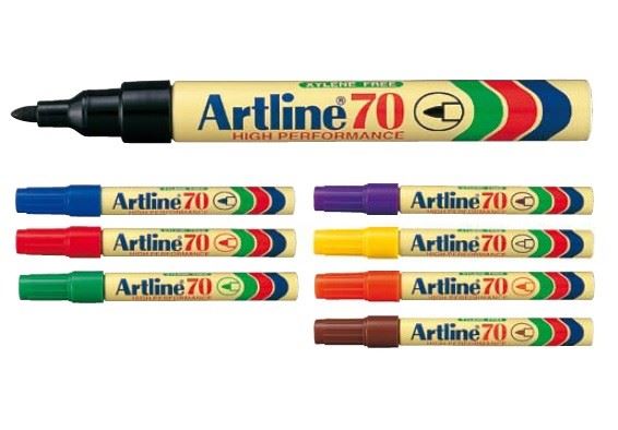 טוש פרמננטי ראש עגול Artline 70, צבע צהוב