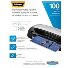 מארז 100 דפי למינציה לתעודת זהות גודל Fellowes 75x105 בצלאל ציוד משרדי