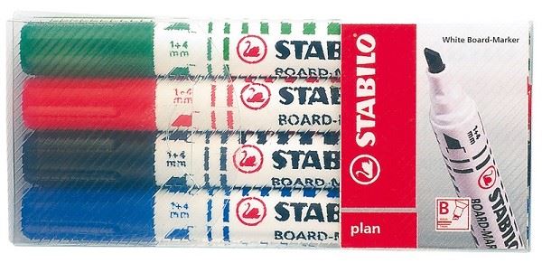 סט 4 טושים ללוח מחיק Stabilo Plan Board Marker