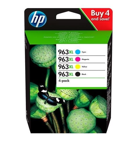 מארז 4 ראשי דיו מקוריים HP 963XL שחור+3 צבעים